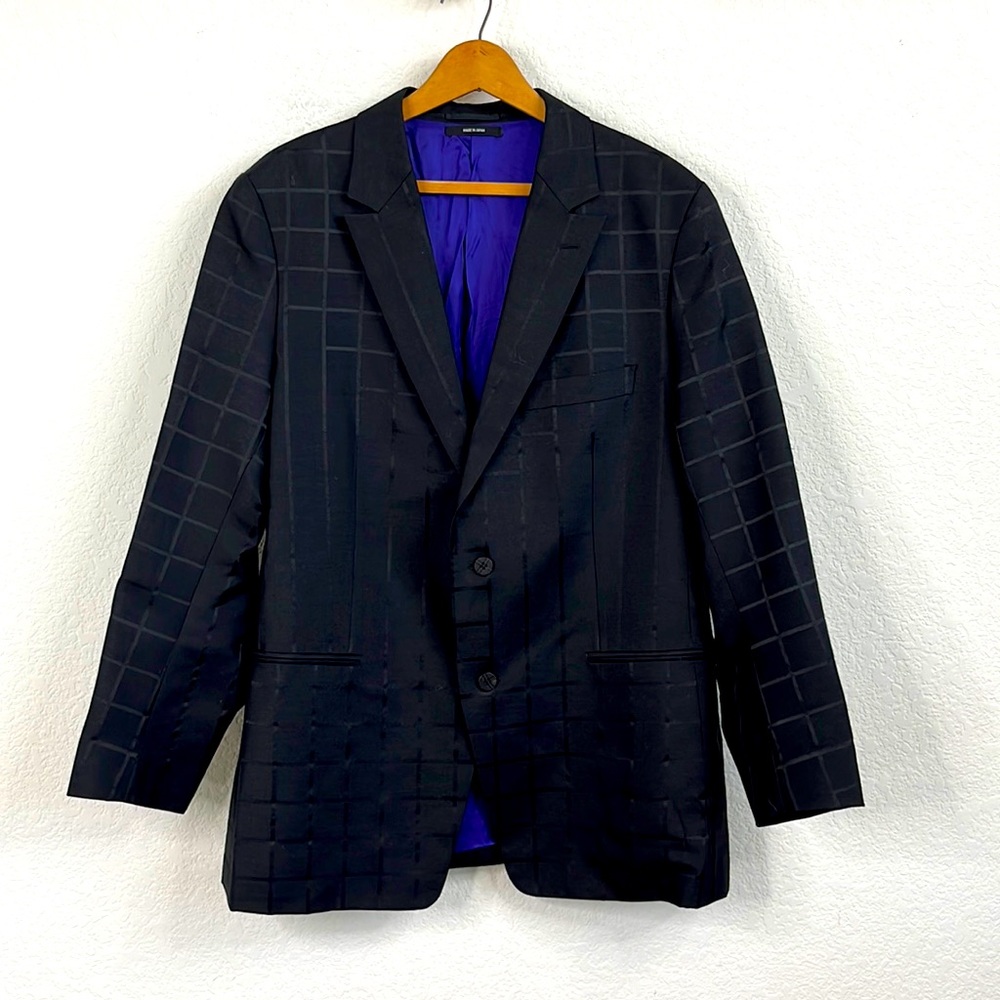 Issey Miyake Black Wool Blend Grid Blazer - Picture 2 of 16